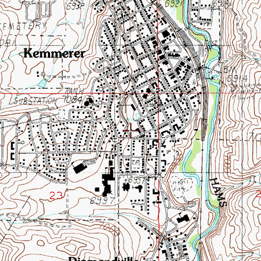 Topographic Map of South Lincoln Medical Center, WY
