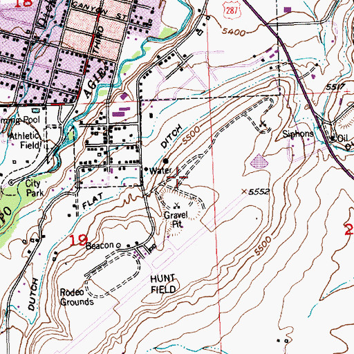 Topographic Map of Lander Regional Hospital, WY