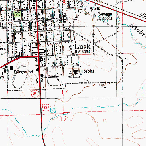 Topographic Map of Niobrara Health and Life Center, WY