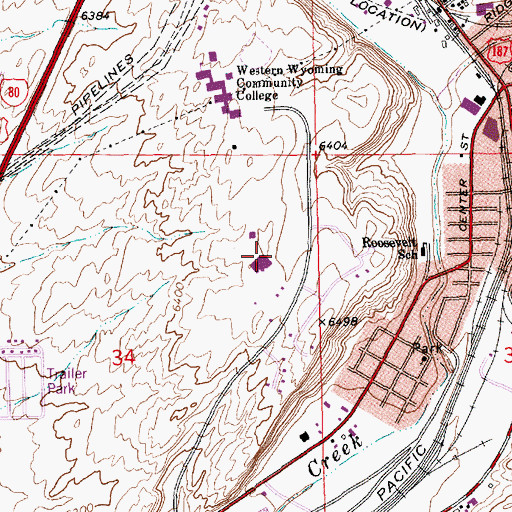 Topographic Map of Memorial Hospital of Sweetwater County, WY
