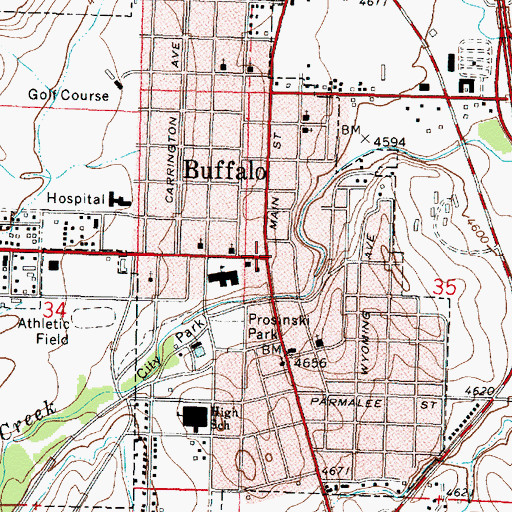 Topographic Map of Amie Holt Care Center, WY