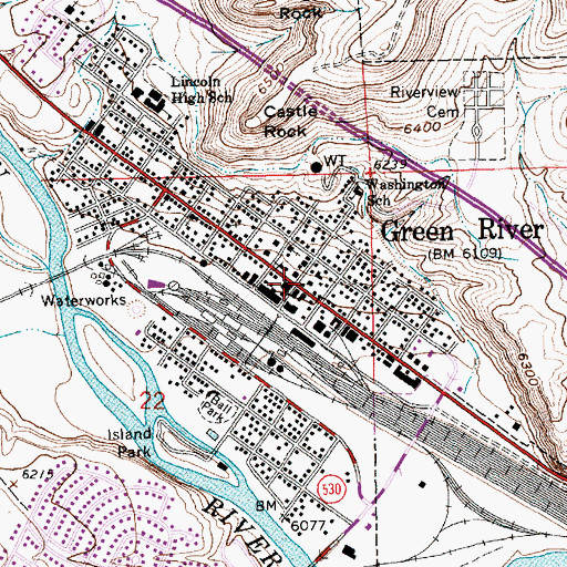 Topographic Map of Castle Rock Convalescent Center, WY