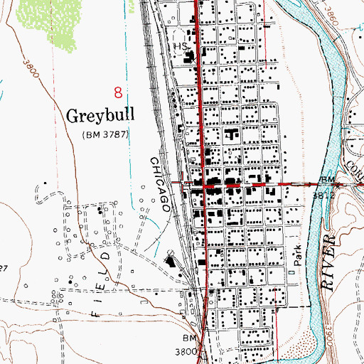 Topographic Map of Bonnie Bluejacket Nursing Home, WY