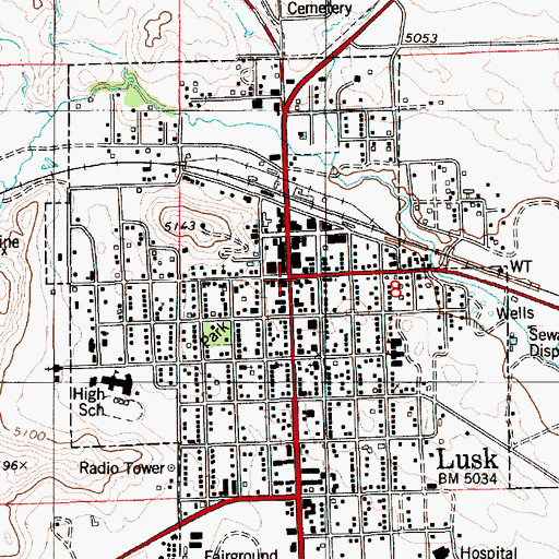 Topographic Map of Niobrara County Nursing Home, WY