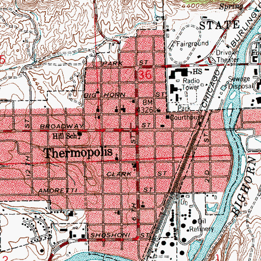 Topographic Map of Canyon Hills Manor Hospital, WY