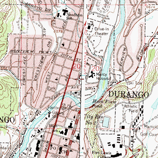 Topographic Map of Durango Medical Center, CO