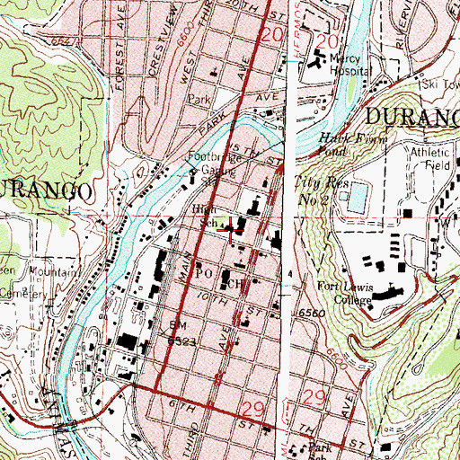 Topographic Map of Emory E Smiley Junior High School, CO