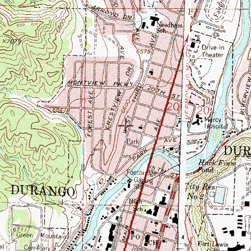 Topographic Map of First Southern Baptist Church, CO