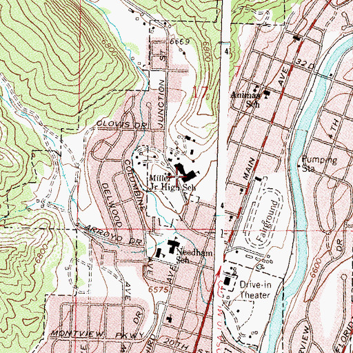 Topographic Map of Miller Middle School, CO