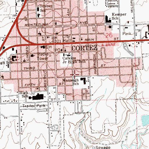 Topographic Map of Manaugh Elementary School, CO