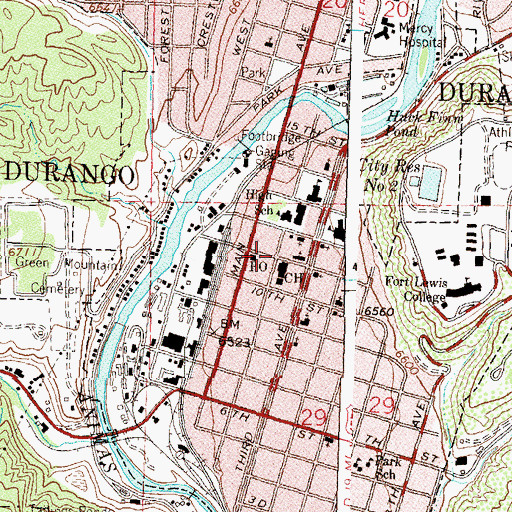 Topographic Map of La Plata County Courthouse, CO