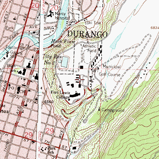 Topographic Map of John F Reed Library, CO