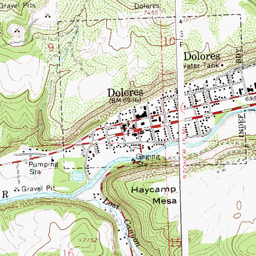Topographic Map of Dolores Southern Baptist Church, CO