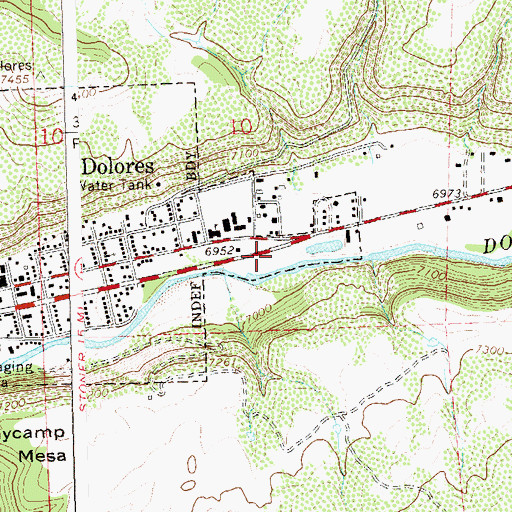Topographic Map of Dolores City Park, CO
