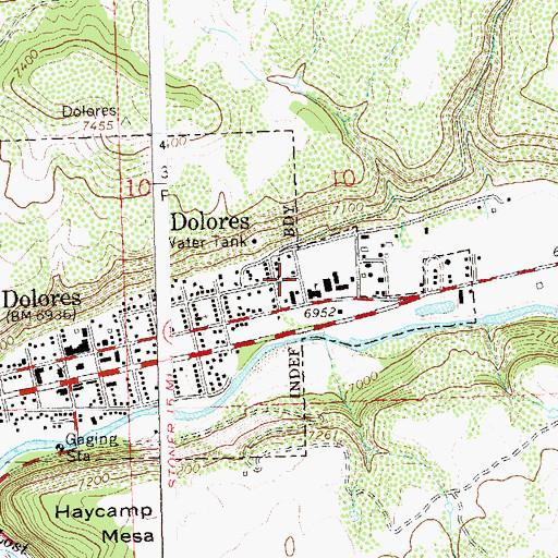 Topographic Map of Dolores Elementary School, CO