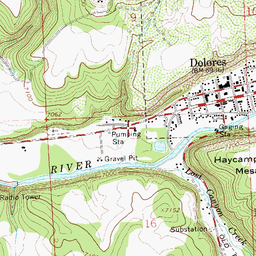 Topographic Map of Dolores Fire Department, CO