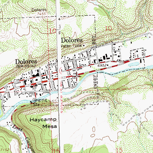 Topographic Map of Dolores Post Office, CO