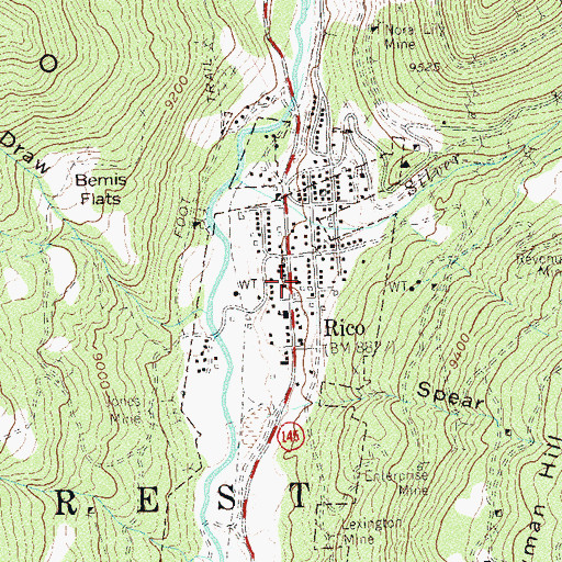 Topographic Map of Rico Post Office, CO