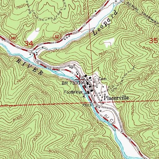 Topographic Map of Placerville Post Office, CO