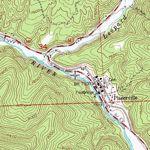Topographic Map of Placerville School (historical), CO