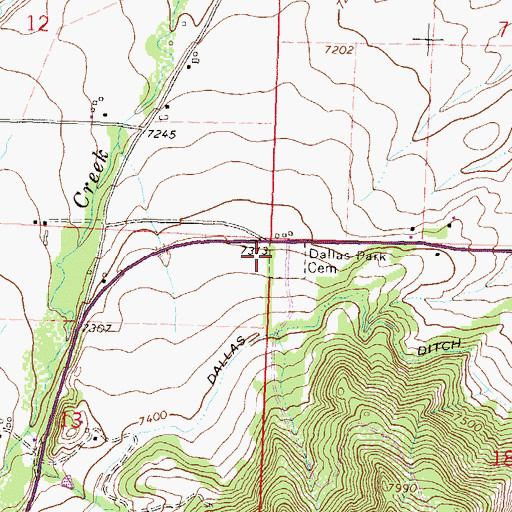 Topographic Map of Dallas Park Cemetery, CO