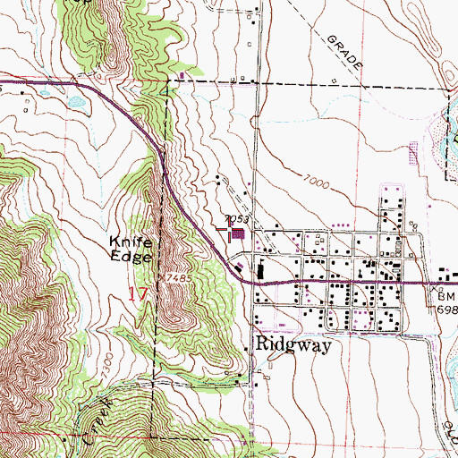 Topographic Map of Ridgway Elementary School, CO
