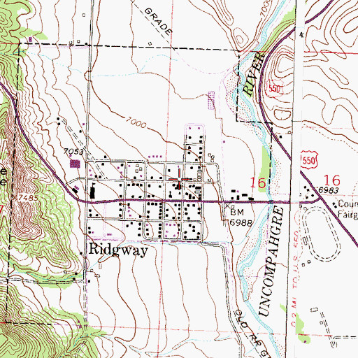 Topographic Map of Ridgway Community Library, CO
