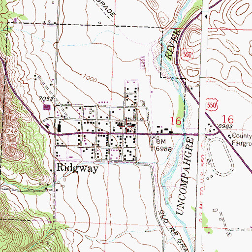 Topographic Map of Ridgway Fire Department (historical), CO