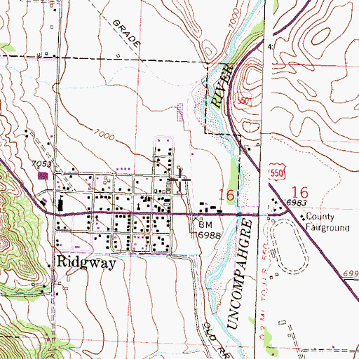 Topographic Map of Ridgway Volunteer Fire Department, CO