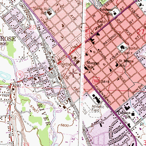 Topographic Map of First Baptist Church, CO
