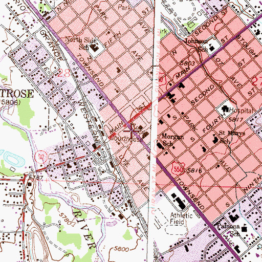 Topographic Map of Montrose County Court House, CO