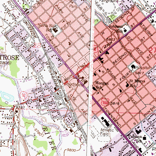 Topographic Map of Montrose Post Office, CO