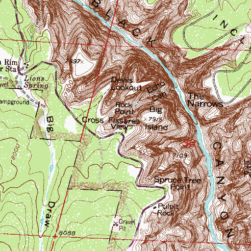 Topographic Map of Cross Fissures Overlook I, CO