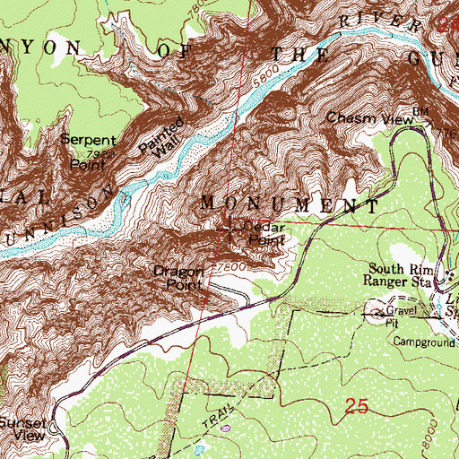 Topographic Map of Cedar Point Overlook, CO