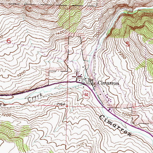 Topographic Map of Cimarron Post Office, CO