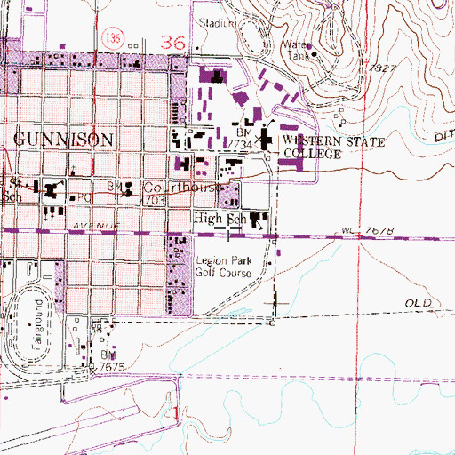 Topographic Map of Ruland Middle School, CO