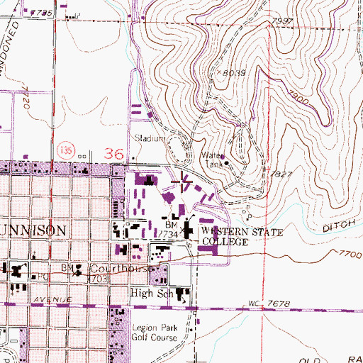 Topographic Map of Escalante Hall, CO