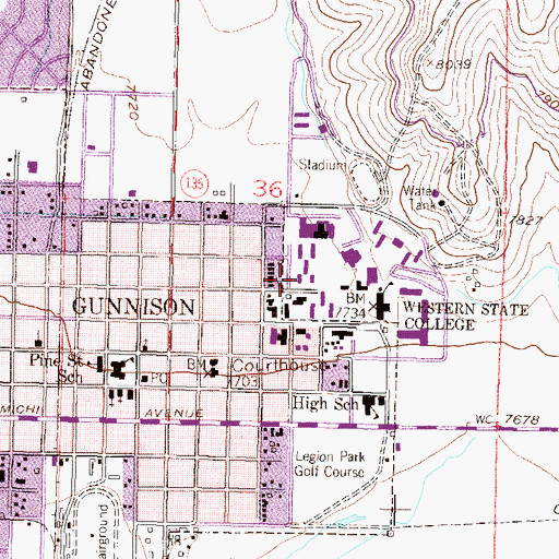 Topographic Map of Shavano Hall, CO