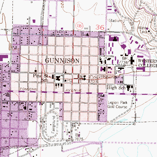 Topographic Map of Gunnison County Court House, CO