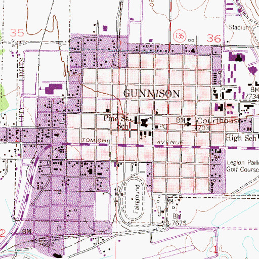 Topographic Map of First Baptist Church, CO