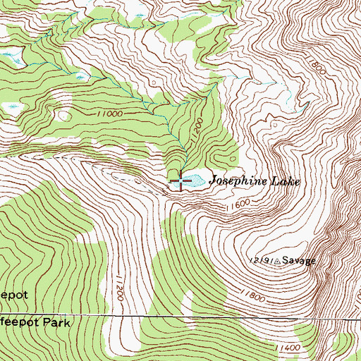 Topographic Map of Josephine Lake, CO