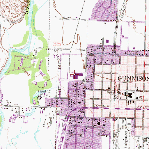 Topographic Map of Gunnison High School, CO