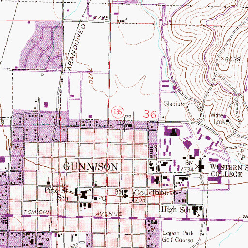 Topographic Map of Gunnison Valley Health Hospital, CO