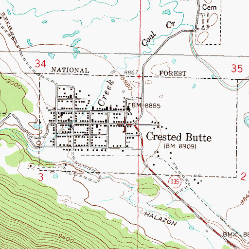 Topographic Map of Old Rock Community Library, CO