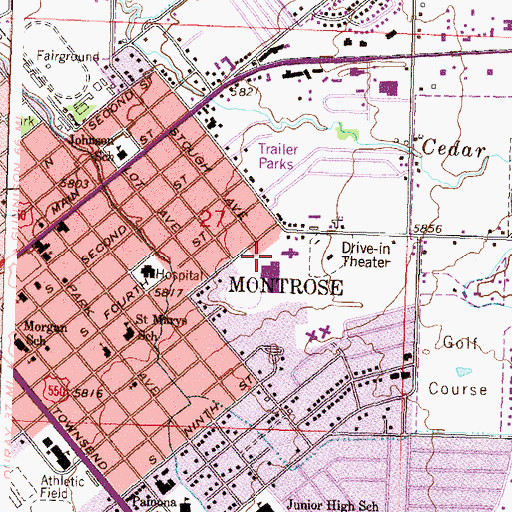 Topographic Map of Johnson Elementary School, CO