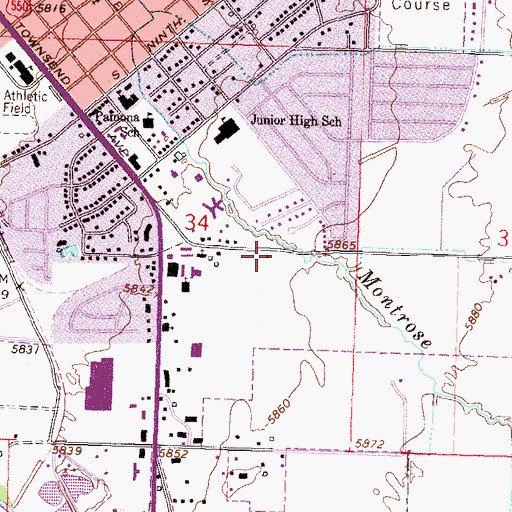 Topographic Map of First Presbyterian Church, CO