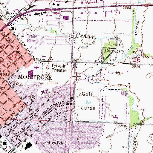 Topographic Map of Montrose Golf Course, CO