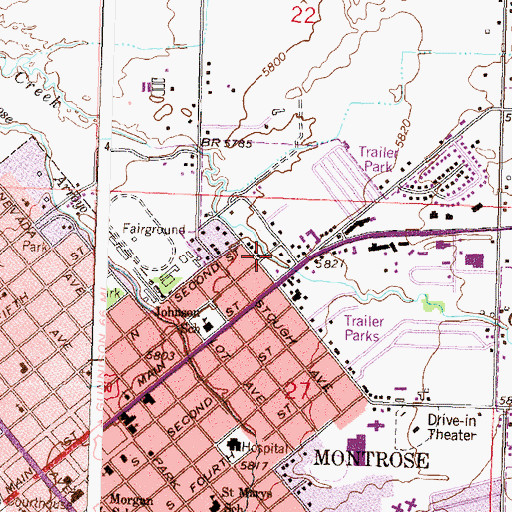 Topographic Map of Faith Baptist Church, CO