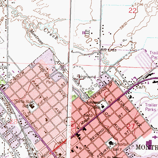 Topographic Map of Montrose County Fairgrounds, CO