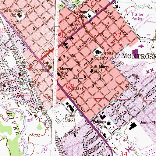 Topographic Map of Saint Marys Catholic Church, CO